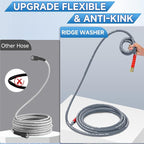 RIDGE WASHER Pressure Washer Hose 25 Ft, 4000 PSI Power Washer Hose with 3/8 Inch Quick Connect for Hot and Cold Water, Gray Non Marking Hoses, M22 14 mm Fitting