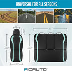 PIC AUTO Leather Car Seat Covers, Premium Automotive Waterproof Front & Rear Full Set Bucket Car Seat Protectors, Black and Mint PVC Patchwork, Fits for Cars, Trucks, Van, SUV, Airbag Compatible