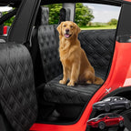 Dog Car Seat Cover for Back Seat Compatible with Tesla Model Y — Hard Bottom Pet Travel Hammock with Seat Extender, Waterproof Backseat Dog Cover with Door & Headrest Protectors