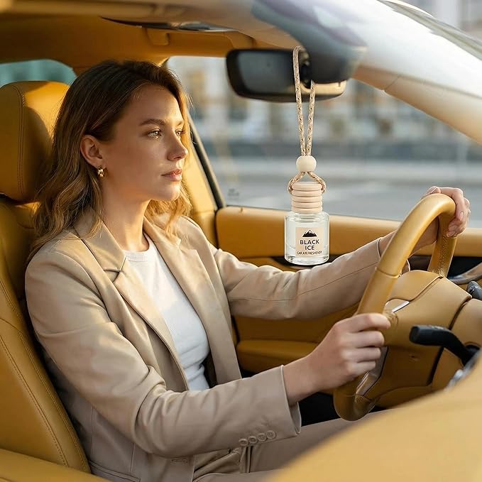 Vietora EudLuxury Car Air Freshener 4-Pack, Hanging Essential Oil Car Diffuser for Rearview Mirror, Long Lasting Aesthetic Auto Decor Accessories (Lavender, Rose, Oud Wood, Amber)