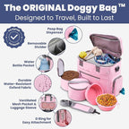 The Original Doggy Bag™ - Complete Dog Travel Bag for Supplies with 2 BPA-Free Travel Bowls & 2 Pet Food Containers - A Dog Mom Gift for Day Trips, Camping, Road Trips & Weekends Away: Lt. Pink
