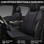 CAR PASS 3D Foam Mesh Leather Car Seat Covers Front Seats,Breathable Mesh Front Seat Covers for Women,Universal Fit for Cars SUV Truck Sedan Van Automotive,Armrest Airbag Compatible,Black and Purple