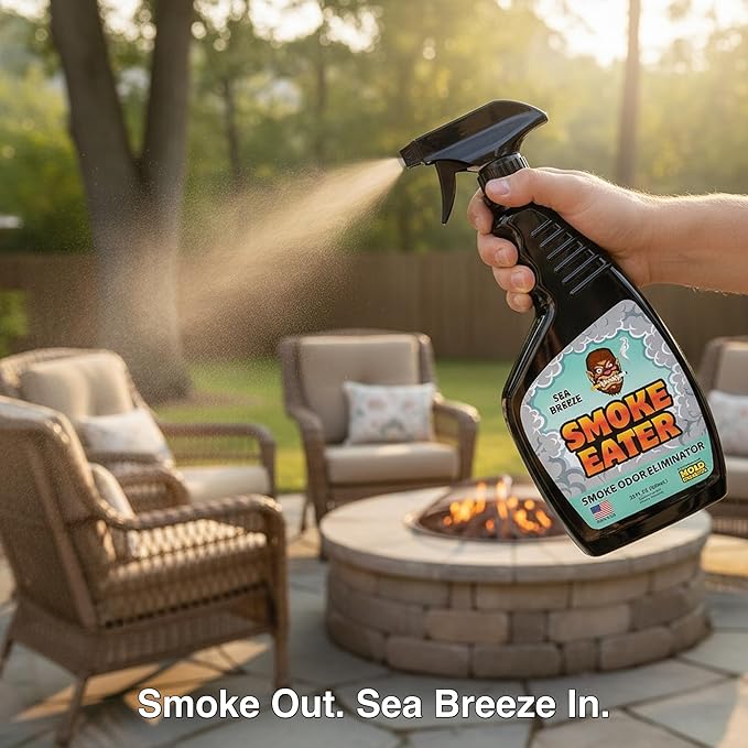 Smoke Eater Odor Eliminator Spray, Sea Breeze, 22 oz — Breaks Down Smoke Odor at the Molecular Level — Works on Fabric, Cars, Furniture — Made in USA