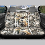 KEIAHUAN Car Seat Cover Full Set of 4 for Men Front Saddle Blanket Rear Split Bench Protection Cover Car Interior Accessories Decoration Fit Most Trucks, SUV or Vans American Flag Camo Deer Hunting
