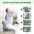 Seat Cushion & Adjustable Lumbar Support Pillow Set, Charcoal Memory Foam Back & Tailbone Pain Relief, Non-Slip & Washable Cover, for Office Chair, Car Seat, Wheelchair - Grey