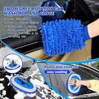 Car Cleaning Kit,62'' Car Wash Brush with Long Handle,Complete Car Cleaning Brush Kit Microfiber Cleaning Head & Extra-Thick Aluminum Extension Pole for Car, Truck, SUV, RV