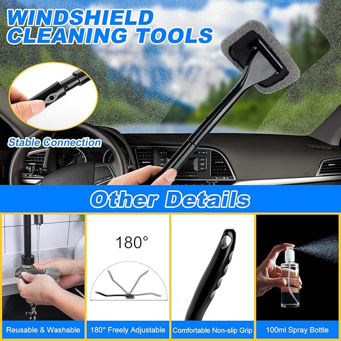 AUTODECO 28Pcs Car Detailing Kit Wash Cleaning Kits with Pump Foam Sprayer Windshield Cleaning Tool Wash Brush Large Wash Mitt Towels Complete Interior Exterior Car Detailing Supply Set Blue