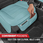 Motor Trend Seat Covers for Cars Trucks SUV, Faux Leather 2-Pack Mint Padded Car Seat Covers with Storage Pockets, Premium Interior Car Seat Cover