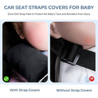 COOLBEBE Car Seat Straps Shoulder Pads for Baby Kids, Super Soft Seat Belt Covers for All Car Seats/Pushchair/Stroller/High Chair (Black/Grey)