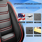 Fit CX-7 Car Seat Covers for Select Mazda CX7 2006-2012, Premium Full Coverage Leather, Airbag Compatible & Scratch-Resistant, Waterproof All Weather Seat Protector, Full Set, Red Trim