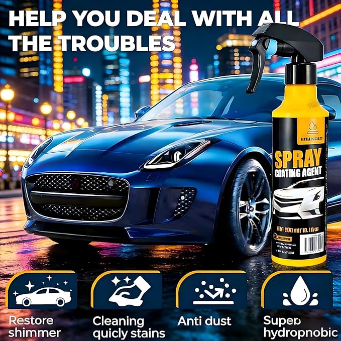 Berthg Ceramic Coating for Cars - Nano Hydrophobic Ceramic Spray Coating Agent, Easy-to-Spray Auto Paint Protection Kit with Microfiber Cloth for Car Coating Spray & Shine