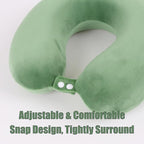 Sexysamba Pure Memory Foam Travel Pillow Set for Adults-Comfortable & Removable Machine Washable Cover, Neck Support Pillow Airplane Travel Kit with Eye Mask for Portable Plane Accessories-Green