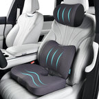 FLORICH 3 PCS Seat Cushion for Carseat Lumbar Support Pillow Car Neck Headrest Pillows Memory Foam Gel Memory Foam Massage Point Seat Pads Pressure Relief Back Cushion for Office Chair(Light Grey)