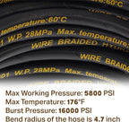 Twinkle Star 50FT Pressure Washer Hose with 3/8 Inch Quick Connect, High Tensile Wire Braided Power Washer Hose, 5,800 PSI