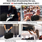 Small Gym Bag 18 inch Carry On Duffel Bag for Weekender Travel - Black