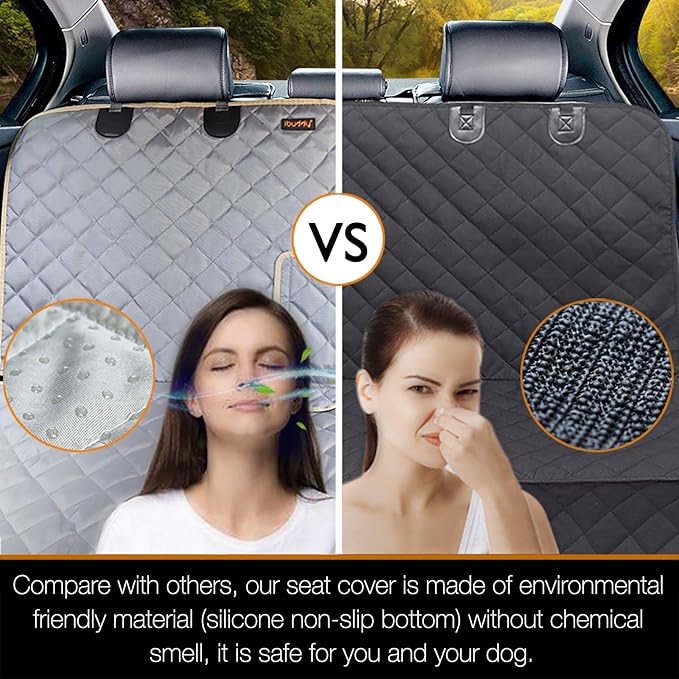 iBuddy Car Seat Cover Waterproof Back Seat Cover for Kids and Dogs Without Smell Heavy Duty and Nonslip Rear Seat Protector Non Stick Fur Bench Seat Cover for SUV Van Easy to Install Machine Washable