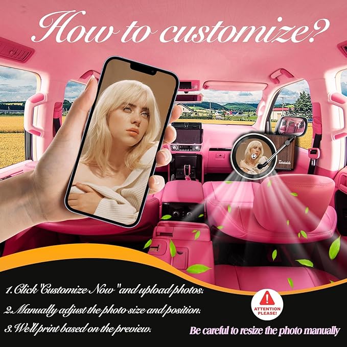 Personalized Custom Car Air Freshener, Double Sided Custom Photo, Record Player Shaped Fragrance Vent Clip, Unique and Cute Car Interior (Customize, 12PCS1)