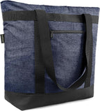 BeeGreen Insulated Cooler Bag with Handles Oversized Sturdy Leakproof Freezer Shopping Tote for Groceries Heavy Duty Thermal Food Delivery Bag Vintage Blue