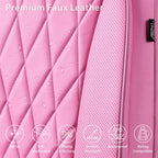 CAR PASS Piping Luxury Leather Two Front Car Seat Covers, Cute Girly Waterproof Anti Slip Seat Covers Compatible with Front Seat Armrests,Universal Fit for Suvs,Vans,Trucks,Airbag Compatible(All Pink)