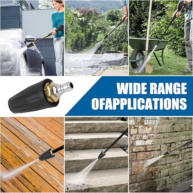 Pressure Washer Tips Turbo Nozzle - 4000PSL Max Rotating 360° Pressure Washer Turbo Nozzle 4.0 GPM 4.0 Orifice With 1/4'' Quick Connect for Cleaning Garden Car Brick, Concrete, and Vinyl Surfaces