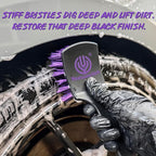 YeewayVeh Pro Tire Cleaning Brush, Stiff Mixed Bristles Tire Cleaner, Short Handle Scrub Brush for Cleaning Sidewalls, Rubber Mats & Wheels, Anti-Deformation Tyre Detailing Tool, Purple/Black