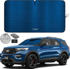 Autoamerics 1-Piece Windshield Sun Shade - Metallic Blue Foldable Car Front Window Sunshade for Most Cars SUV Truck Heat Blocker Visor Protector Blocks Max UV Rays and Keeps Your Vehicle Cool - Medium