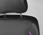 CAR PASS Piping PU Leather Car Seat Cover,Inside Zipper Design and Reserved Opening Holes Airbag Compatible,Universal FIT for Car, SUVs,Van,Trucks,Full Set, Black & Purple