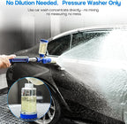 Mini Foam Cannon with 100ml Bottle, No Dilution Needed, Adjustable Foam Concentration, 360° Rotatable Spray Nozzle, Standard 1/4" Brass Connector (Pressure Washer Only)