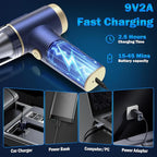 Handheld Car Vacuum Cleaner, 2-in-1 Portable Mini Car Vacuum Cleaner,16000Pa High Power & Air Duster, Handheld Vacuum Cordless with LED Light and Multi-Nozzles for Car,Home,Office,Pet(Blue)