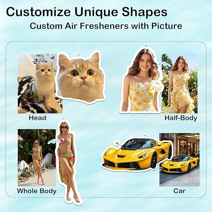 10-1000 Pcs Custom Air Fresheners with Picture - Double Sided Personalized Car Air Freshener with Photo & Logo, Hanging Auto Accessories & Custom Gifts for Branding Business Events (LOGO)