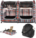 Mispace Portable Twin Compartment Show House Cat Cage/Condo - Easy to Fold & Carry Kennel - Comfy Puppy Home & Dog Travel Crate with Carry Bag/Two Hammocks/Mats and Collapsible Litter Box