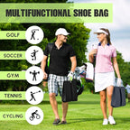 2 Pcs Smell Proof Cleat Bag for Sports, 4 Layer Odor Absorbing Soccer Football Baseball Golf Shoe Bag, Waterproof Mud Resistant Shoe Storage Pouch Fits up to Size 14 (Black,Dark Gray)