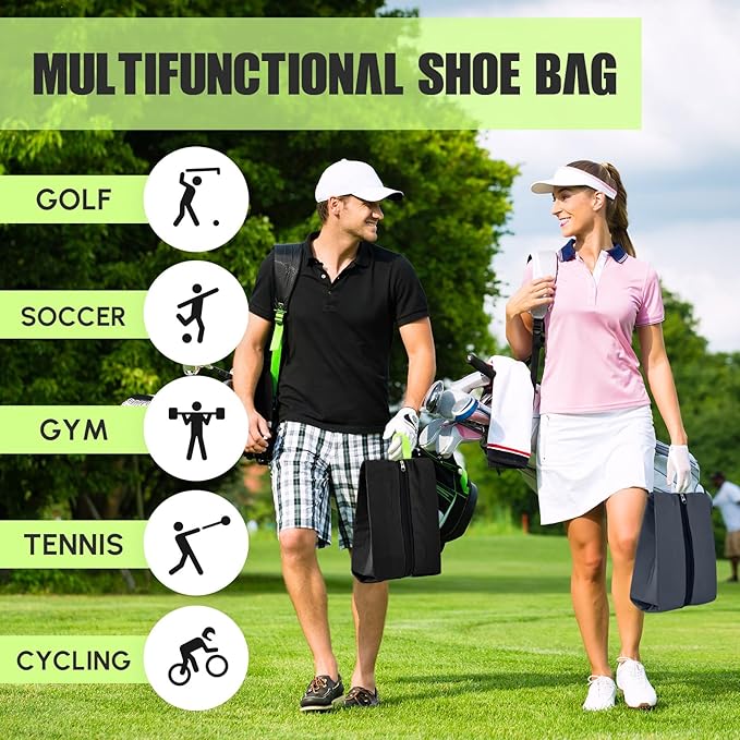 2 Pcs Smell Proof Cleat Bag for Sports, 4 Layer Odor Absorbing Soccer Football Baseball Golf Shoe Bag, Waterproof Mud Resistant Shoe Storage Pouch Fits up to Size 14 (Black,Dark Gray)