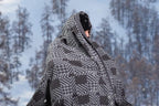 PuTian Merino Wool Blanket - 87" x 63" Thick Warm Soft Large Bed Throw - Great for Camping, Outdoors, Travel, Car, Couch, All Seasons Houndstooth Grey
