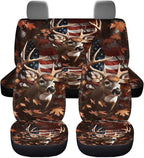 KEIAHUAN American Flag Deer Car Seat Covers for SUV/Sedan/Truck/Van Universal Fit Front and Rear Split Bench Seat Cover Set Soft and Stretchy Auto Interior Accessories Decoration