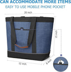 Insulated Cooler Bag Leakproof Thermal Insulation Collapsible Cooler Tote with Zippered, Reusable Cooler Bags