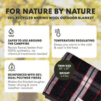 Woolly Mammoth Woolen Company Merino Wool Throw Blanket - 50% Wool Blanket - Insulated for Camping, Backpacking, Hiking, Stadiums - Essential Survival Gear for Car Kits (85" x 47" Magma Plaid)