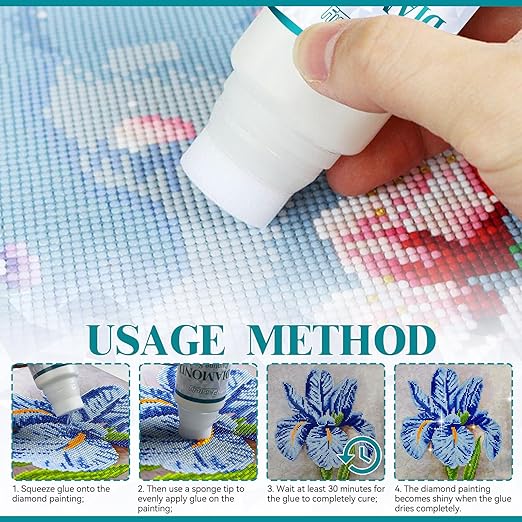 Diamond Painting Sealer & Glue, Clear, Permanent Fixation & Shining Effect, Art Glue for 5D Diamond Painting, Puzzles & DIY Crafts (120ml*2)