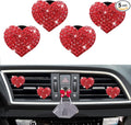 5 Pcs Bling Red Lips Air Vent Clips, Heart Shape Crystal Car Air Vent Clip Charms Car Air Fresheners for Women Rhinestone Diffuser Vent Clip Cute Car Decor Bling Car Accessories for Women (Red hearts)