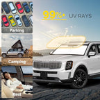 Car Windshield Sun Shade Compatible with 2020 2021 2022 2023 2024 2025 2026 Kia Telluride Accessories Foldable Front Window Sunshade Custom Windshield Cover Sun Visor