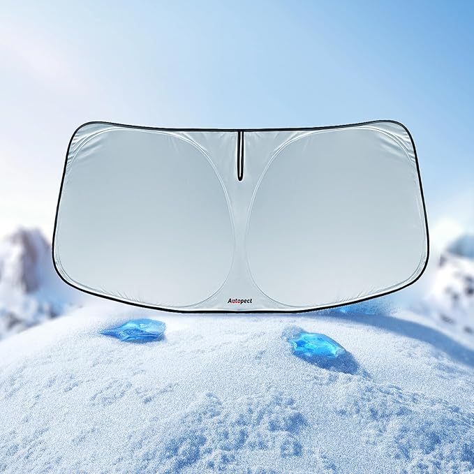 Windshield Sun Shade for Honda CR-V 2023 2024 2025 2026 – Custom Fit Sun Shield with Mirror Cut‑Out, Blocks Heat & UV, Foldable with Storage Pouch - Honda CRV Windshield Sunshade
