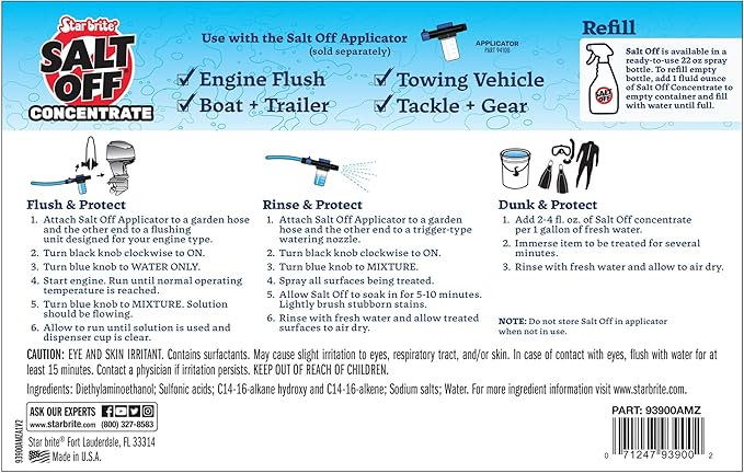 STAR BRITE Salt Off Concentrate - Ultimate Salt Remover Wash & Marine Engine Flush for Boats, Vehicles, Trailers, and More - 128 OZ Gallon (093900N)