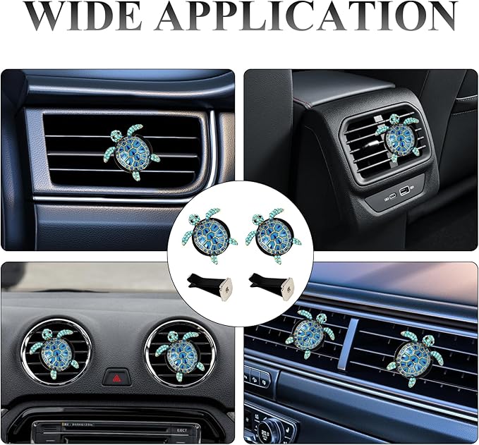 Cute Turtle Themed Air Vent Clips, 2-Pack, Car Interior Accessories, Sea Turtle Decor, Unique Gift for Women, Beachy Coastal Style for Car Enthusiasts and Nature Lovers
