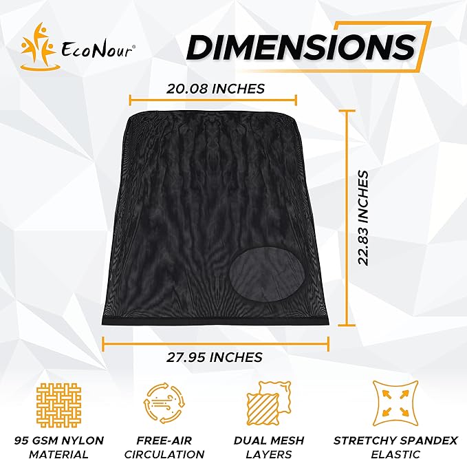 EcoNour Front Window Shade for Jeep Wrangler | Mesh Window Shade for Side Windows Sun Glare & UV Protection | Wrangler Sun Shades for Front Window | Adjustable Elastic Fabric Window Shade for Jeep