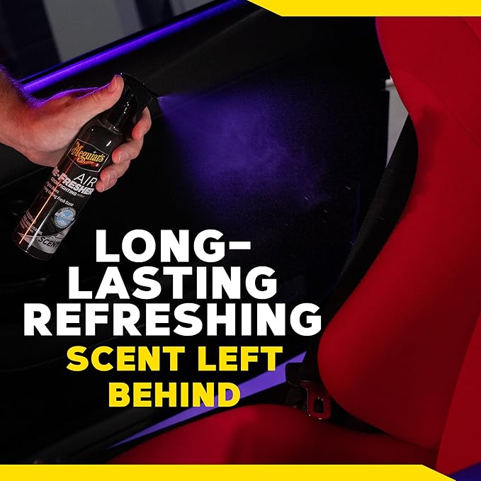 Meguiar’s Air Re-Fresher Odor Fighting Spray - Black Chrome Scent - Convenient Car Air Freshener that Instantly Fights Odors and Leaves Behind a Long-Lasting, Refreshing Black Chrome Scent, 8 Oz Spray