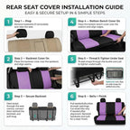 FH Group Automotive Rear Car Seat Covers for SUV, Trucks, Sedan and More - Universal Fit Rear Solid Bench Design Interior Accessories - 3D Mesh Fabric Center Panel - Purple