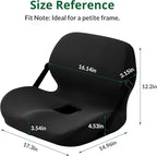 Memory Foam L-Shaped Seat Cushion with Lumbar Support & Adjustable Strap - Tailbone Pain Relief for Office Chair, Car, Home - Non-Slip Bottom, Breathable Mesh Cover (Black)