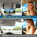 Veharvim Polarized Sun Visor Extender, Upgraded UV400 Car Sun Visor Extension with PC Lens and Side Sunshade,Anti-Glare Visor for Safe Driving,UV-Filtering (No Zipper, Driver Side+Passenger Side)