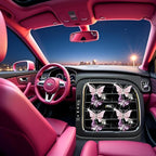 Maitech Car Air Fresheners Vent Clips for Women,4 Pcs Cute Dual Butterfly Diamond Rhinestone Air Freshener Vent Clip Sparkly Bling Car Accessories for Women (Pink)