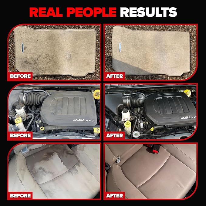 Carfidant Ultimate Car Interior Cleaner - Professional Stain and Odor Remover for Leather, Fabric, Carpet - Tesla Safe, Pet & Kid Friendly - Works on All Interior Surfaces - 18oz + Microfiber Towel